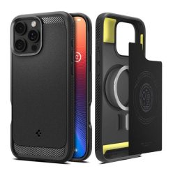   Spigen Rugged Armor MagFit Apple iPhone 16 Pro tok, Matte Black, fekete