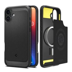   Spigen Rugged Armor MagFit Apple iPhone 16 Plus tok, Matte Black, fekete