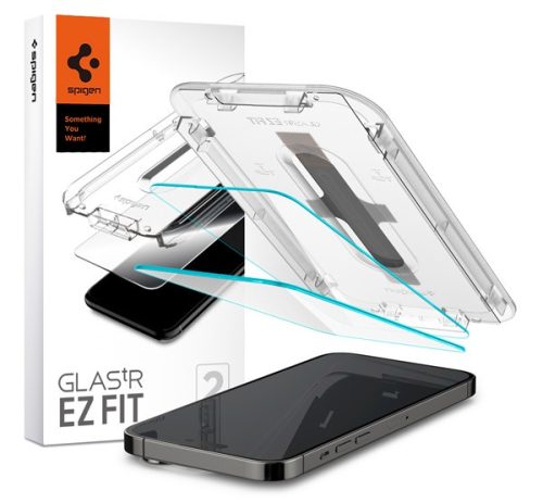 Spigen "Glas.tR SLIM EZ Fit" Apple iPhone 14 Pro tempered kijelzővédő fólia felhelyező kerettel (2db)