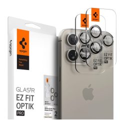   Spigen Glas.tR EZ Fit Optik Pro Apple iPhone 15 Pro/ iPhone 15 Pro Max, Tempered kameravédő fólia, natúr titánium (2db)